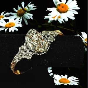 925 Sterling Silver plated Gemstone Cuff Bangle